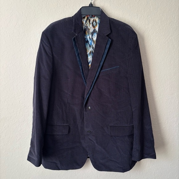 Robert Graham | Men's Gingham Printed Navy Blue Blazer Jacket Size 44R - Picture 1 of 8